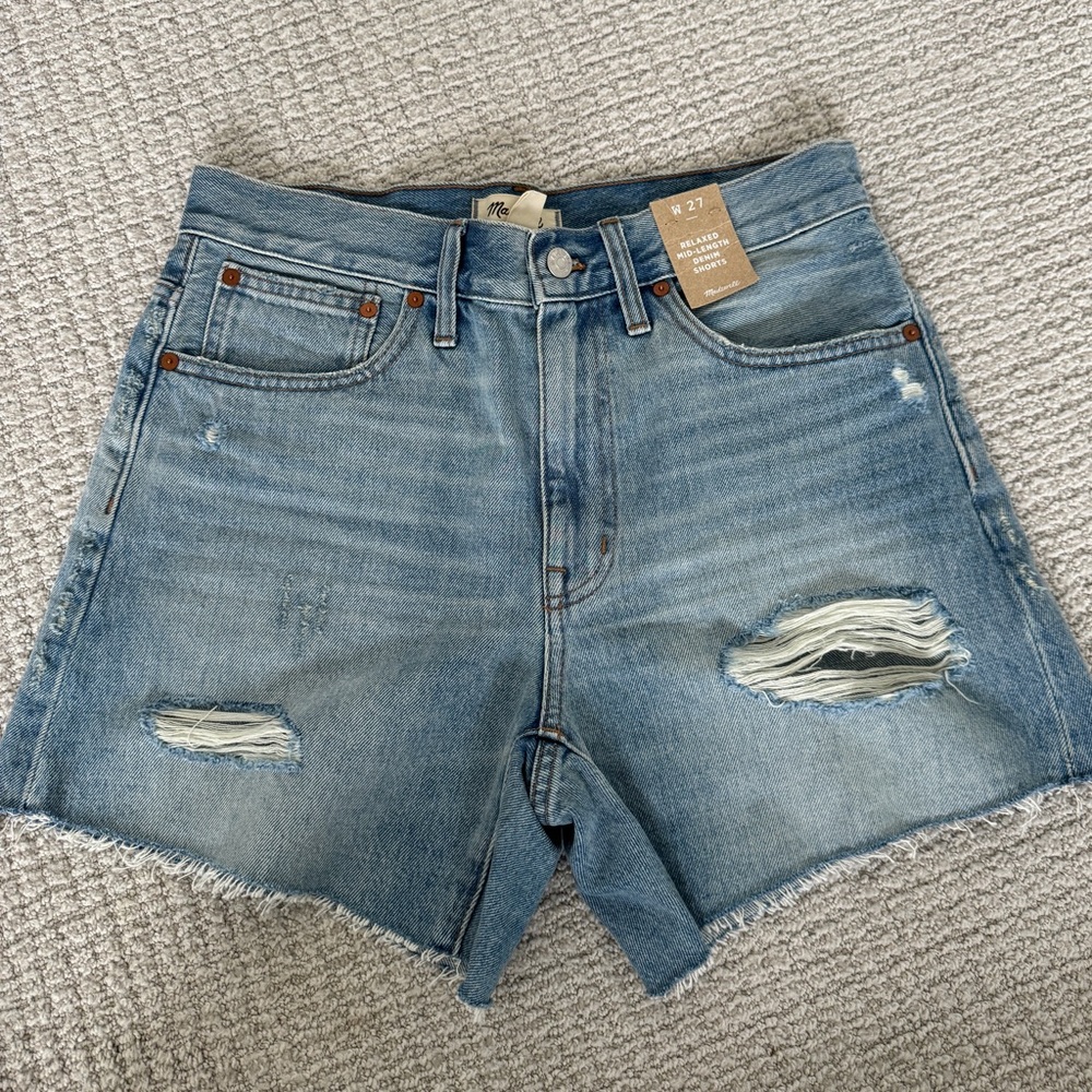 Madewell Relaxed Mid Length Denim Shorts size 27 NWT